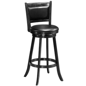 Set of 2 29 Inch Swivel Bar Height Stool Wood Dining Chair Barstool-Black view 8