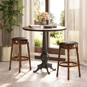 Set of 2 29-Inch Swivel Leather Padded Dining Bar Stools view 2