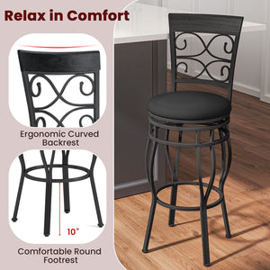 Set of 2 30 Inch Bar Stool with Backrest and Footrest-Black view 7