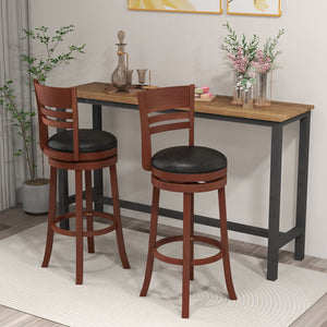 Set of 2 360° Bar Stools with PU Upholstered Seats-Brown view 3