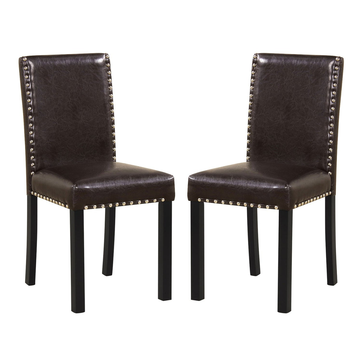 Set of 2/4 Dining Chairs Faux Leather Upholstered Parsons Kitchen Chairs-Set of 2
