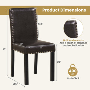 Set of 2/4 Dining Chairs Faux Leather Upholstered Parsons Kitchen Chairs-Set of 2 view 4