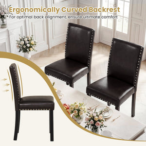 Set of 2/4 Dining Chairs Faux Leather Upholstered Parsons Kitchen Chairs-Set of 4 view 9