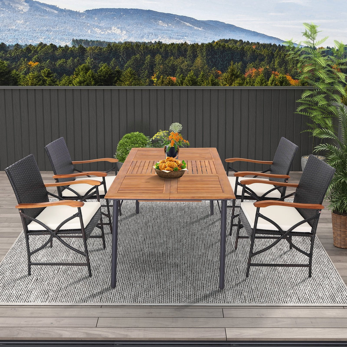 Set of 2/4 Patio Wicker Chairs with Soft Zippered Cushion-Set of 4 view 2