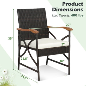 Set of 2/4 Patio Wicker Chairs with Soft Zippered Cushion-Set of 4 view 4