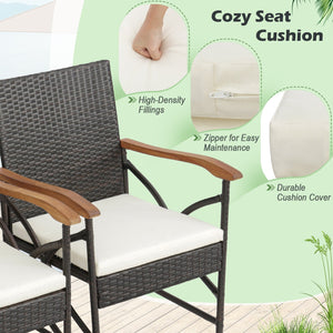 Set of 2/4 Patio Wicker Chairs with Soft Zippered Cushion-Set of 4 view 7