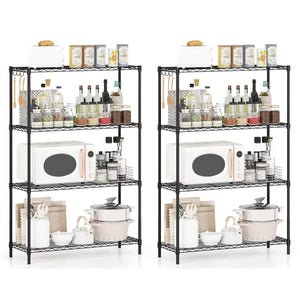 Set of 2 4-Tier Metal Storage Shelving Unit with V-Shaped Wire Rack and 1000 LBS Capacity-Black