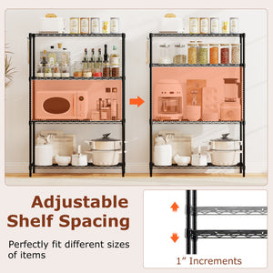 Set of 2 4-Tier Metal Storage Shelving Unit with V-Shaped Wire Rack and 1000 LBS Capacity-Black view 6