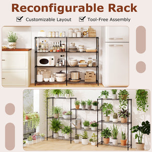 Set of 2 4-Tier Metal Storage Shelving Unit with V-Shaped Wire Rack and 1000 LBS Capacity-Black view 8