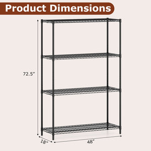 Set of 2 4-Tier Metal Storage Shelving Unit with V-Shaped Wire Rack-Black view 4