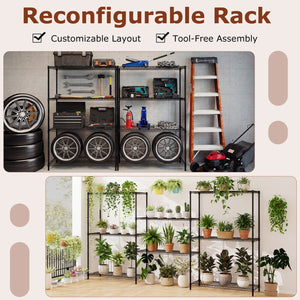 Set of 2 4-Tier Metal Storage Shelving Unit with V-Shaped Wire Rack-Black view 9