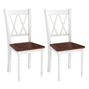 Set of 2 Wooden Farmhouse Kitchen Chairs with Rubber Wood Seat-2 Pieces