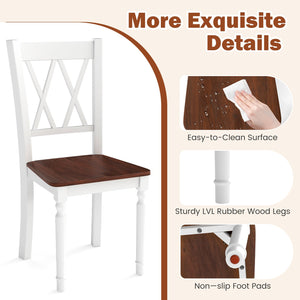 Set of 2 Wooden Farmhouse Kitchen Chairs with Rubber Wood Seat-2 Pieces view 5