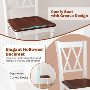 Set of 2 Wooden Farmhouse Kitchen Chairs with Rubber Wood Seat-2 Pieces view 6