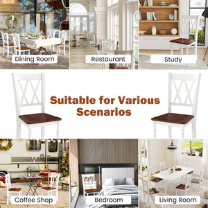 Set of 2 Wooden Farmhouse Kitchen Chairs with Rubber Wood Seat-2 Pieces view 7