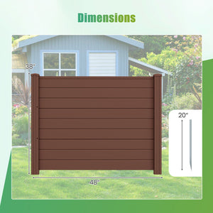 Set of 2 48 x 38 Inch Air Conditioner Fence 2 Panels with Metal Ground Stakes-Brown view 4