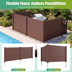 Set of 2 48 x 38 Inch Air Conditioner Fence 2 Panels with Metal Ground Stakes-Brown view 6
