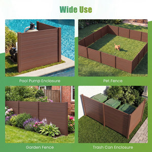 Set of 2 48 x 38 Inch Air Conditioner Fence 2 Panels with Metal Ground Stakes-Brown view 7