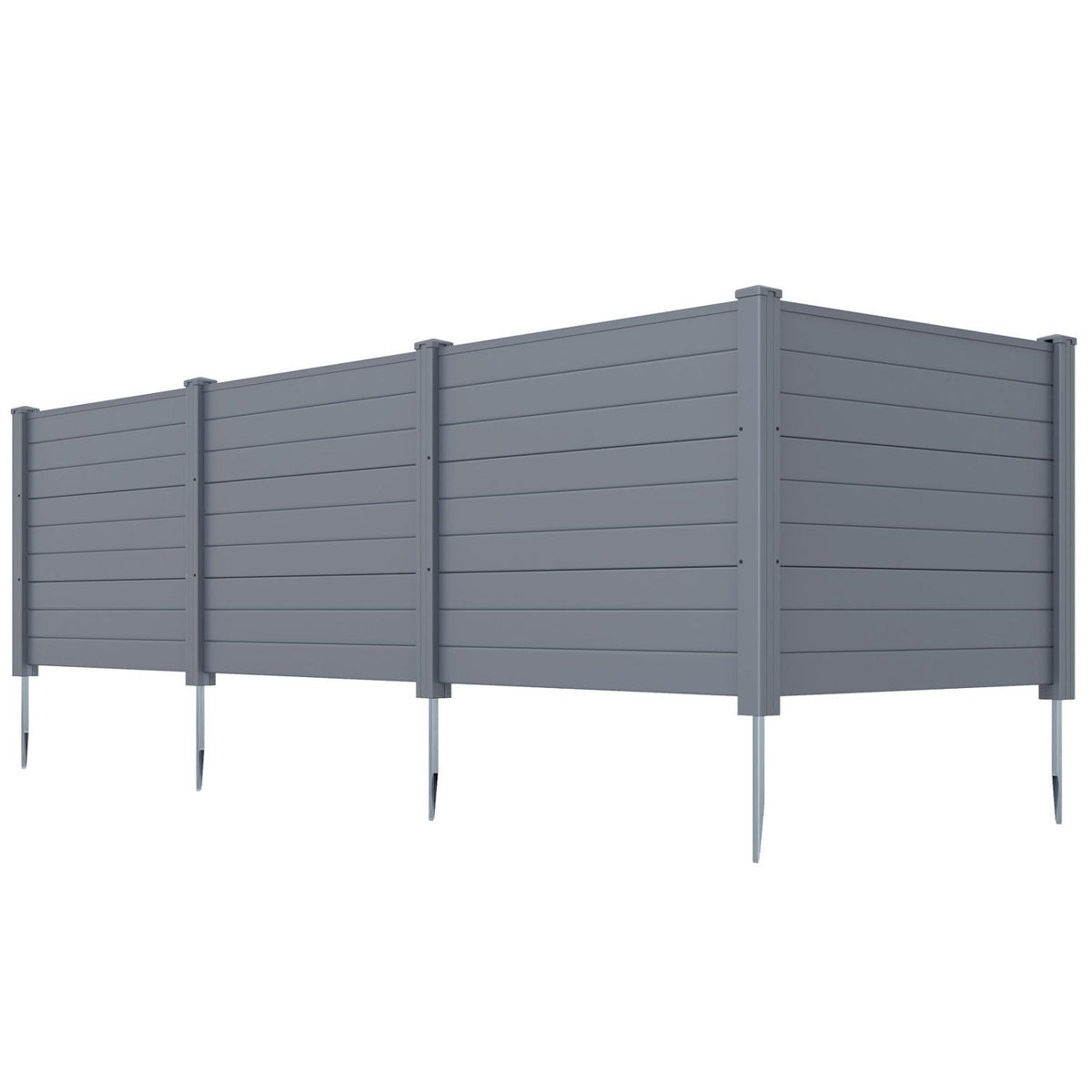 Set of 2 48 x 38 Inch Air Conditioner Fence 2 Panels with Metal Ground Stakes-Gray