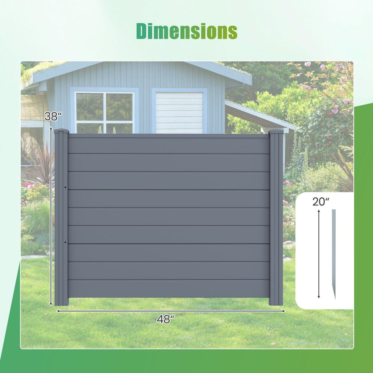 Set of 2 48 x 38 Inch Air Conditioner Fence 2 Panels with Metal Ground Stakes-Gray view 4