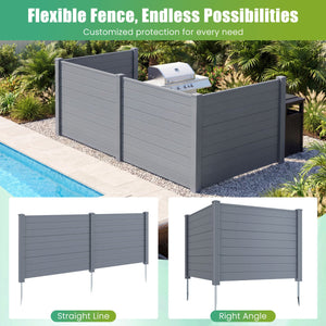 Set of 2 48 x 38 Inch Air Conditioner Fence 2 Panels with Metal Ground Stakes-Gray view 5
