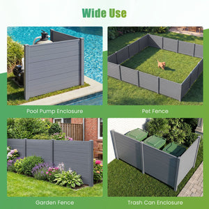 Set of 2 48 x 38 Inch Air Conditioner Fence 2 Panels with Metal Ground Stakes-Gray view 6