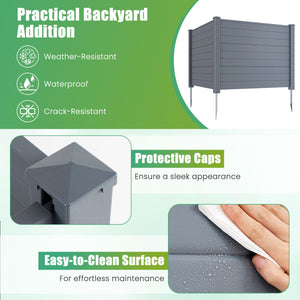 Set of 2 48 x 38 Inch Air Conditioner Fence 2 Panels with Metal Ground Stakes-Gray view 8