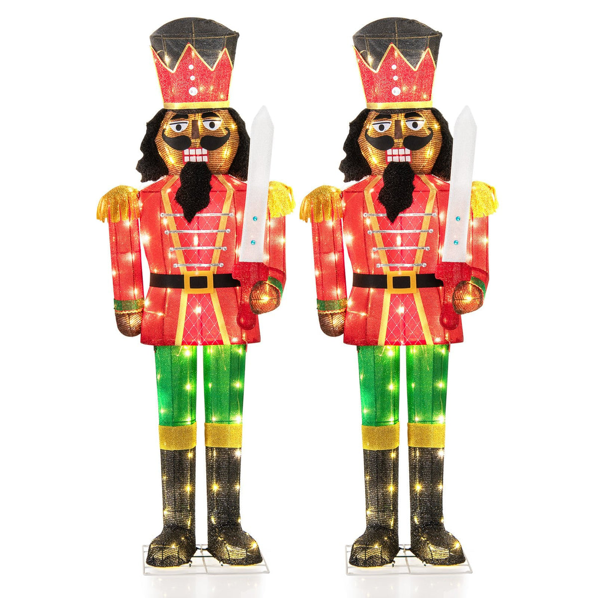 Set of 2 5 FT Giant Nutcracker with Glitter Sword
