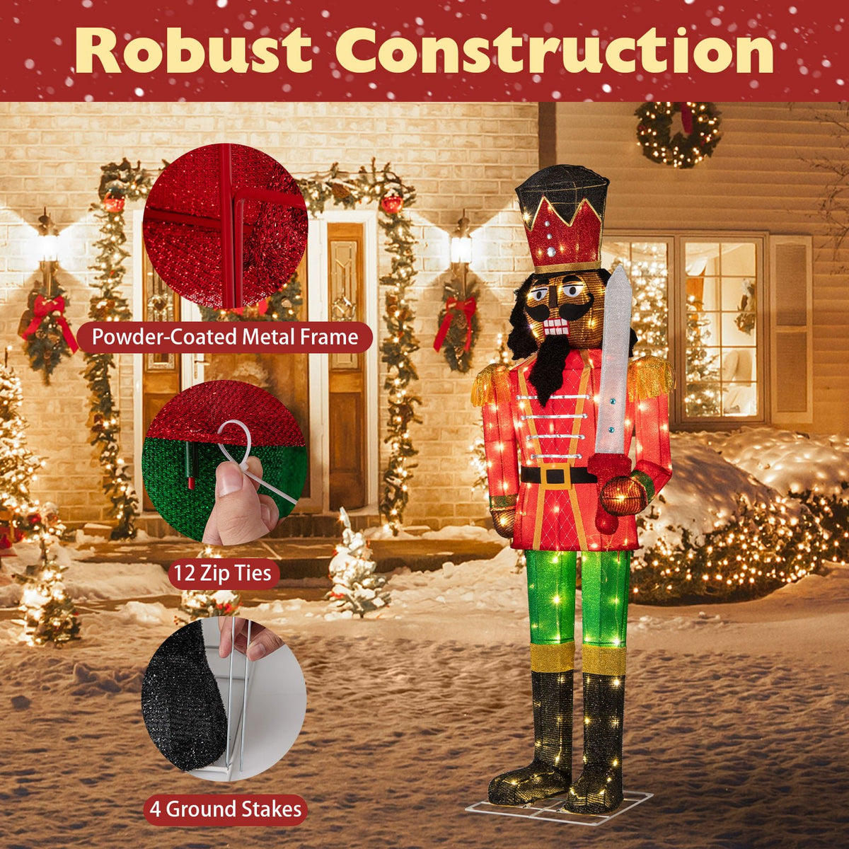 Set of 2 5 FT Giant Nutcracker with Glitter Sword view 8