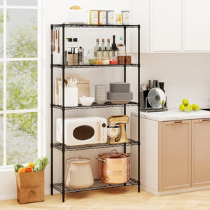 Set of 2 5-Tier Metal Storage Shelving Unit with V-Shaped Wire Rack and 1250 LBS Capacity-Black view 4