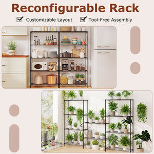 Set of 2 5-Tier Metal Storage Shelving Unit with V-Shaped Wire Rack and 1250 LBS Capacity-Black view 9