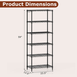 Set of 2 6-Tier Metal Storage Shelving Unit with V-Shaped Wire Rack and 900 LBS Capacity-Black view 3