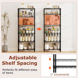 Set of 2 6-Tier Metal Storage Shelving Unit with V-Shaped Wire Rack and 900 LBS Capacity-Black view 7