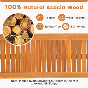 Set of 2 Acacia wood outdoor bench with slatted seat for garden view 6
