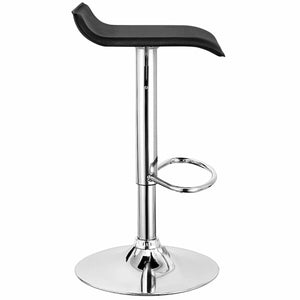 Set of 2 Adjustable PU Leather Backless Bar Stools-Black view 8