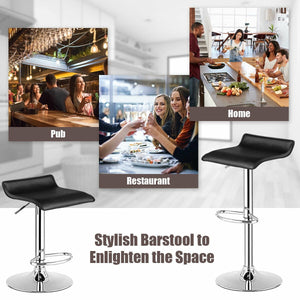 Set of 2 Adjustable PU Leather Backless Bar Stools-Black view 9