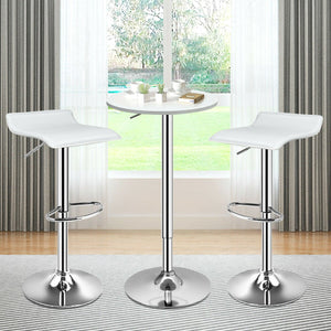Set of 2 Adjustable PU Leather Backless Bar Stools-White view 2