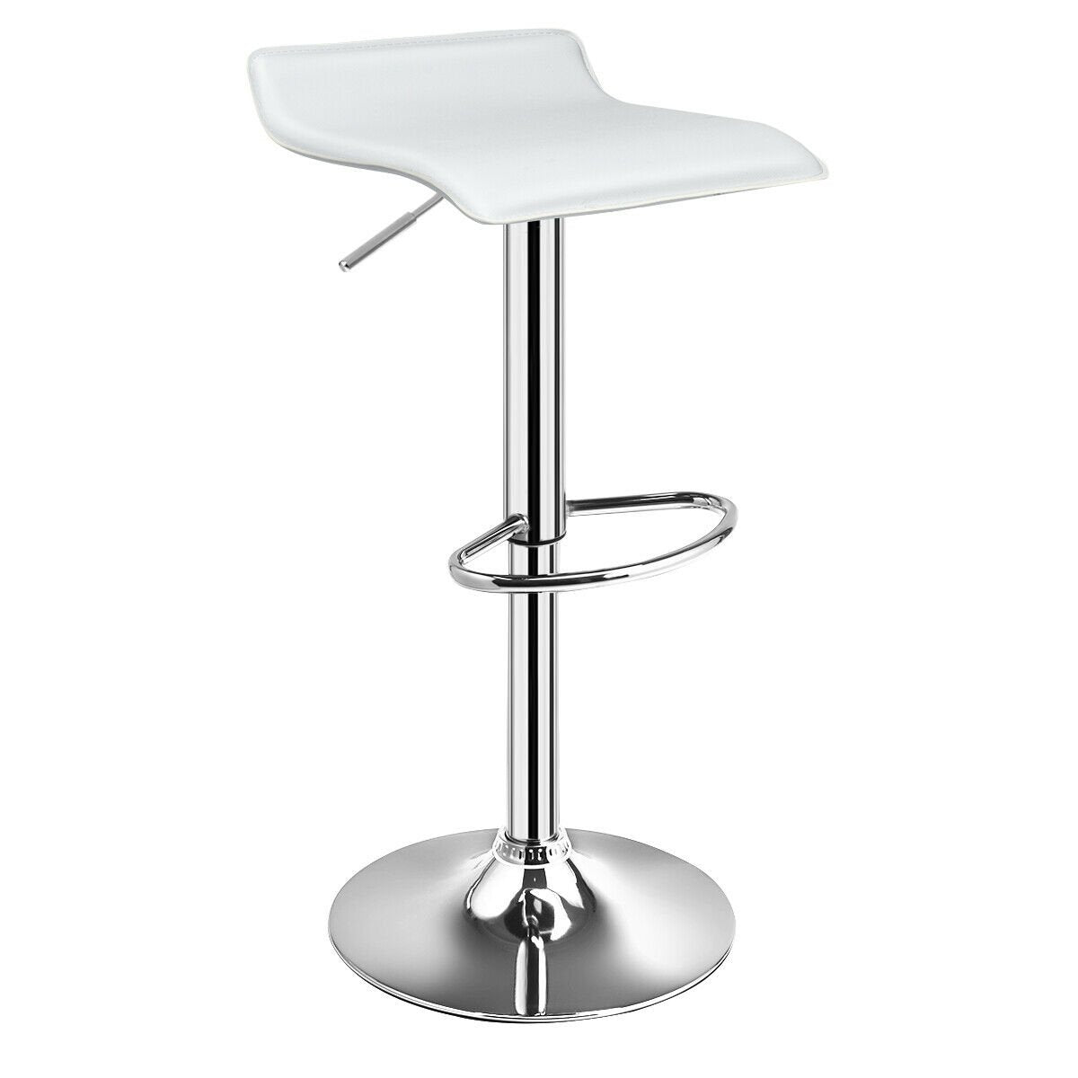 Set of 2 Adjustable PU Leather Backless Bar Stools-White view 4