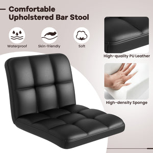Set of 2 Square Swivel Adjustable PU Leather Bar Stools with Back and Footrest-Black view 5