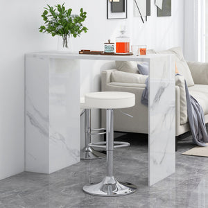 Set of 2 Adjustable Round PU Leather Swivel Barstool with Chrome Footrest-White view 2