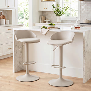 Set of 2 Adjustable Swivel Bar Stools w/ Back & Footrest 330 LBS for Dining-Cream view 2