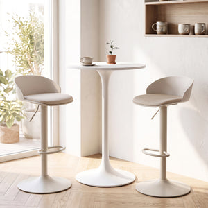 Set of 2 Adjustable Swivel Bar Stools w/ Back & Footrest 330 LBS for Dining-Cream view 3