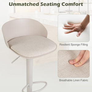 Set of 2 Adjustable Swivel Bar Stools w/ Back & Footrest 330 LBS for Dining-Cream view 6