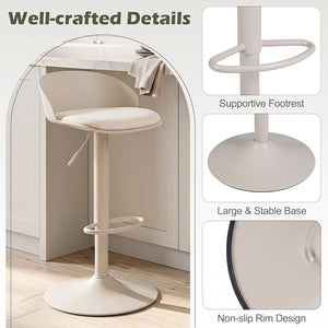 Set of 2 Adjustable Swivel Bar Stools w/ Back & Footrest 330 LBS for Dining-Cream view 8