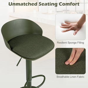 Set of 2 Adjustable Swivel Bar Stools w/ Back & Footrest 330 LBS for Dining-Green view 6