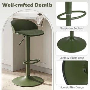 Set of 2 Adjustable Swivel Bar Stools w/ Back & Footrest 330 LBS for Dining-Green view 8