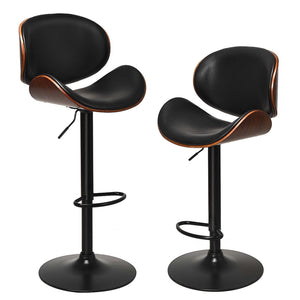 Set of 2 Adjustable Swivel PU Leather Bar Stools with Curved Footrest view 4