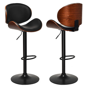 Set of 2 Adjustable Swivel PU Leather Bar Stools with Curved Footrest view 6