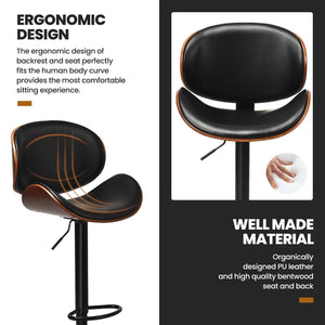 Set of 2 Adjustable Swivel PU Leather Bar Stools with Curved Footrest view 7