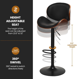 Set of 2 Adjustable Swivel PU Leather Bar Stools with Curved Footrest view 9